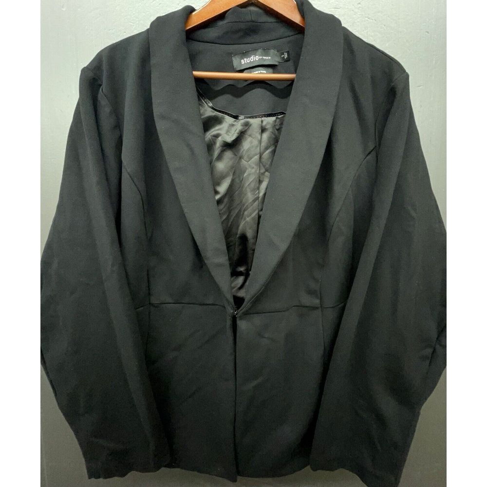 Studio By Torrid Blazer 5 Black Ponte‎ Peplum Stretch Jacket Versatile Career